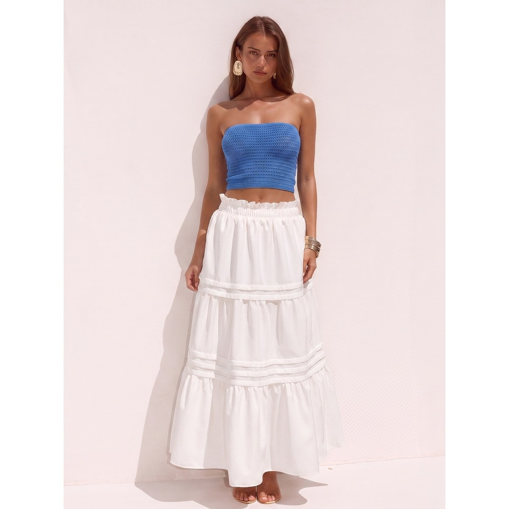 PacSun Womens Royal Blue Crochet Tube Top Strapless Open Knit Cotton M Summer